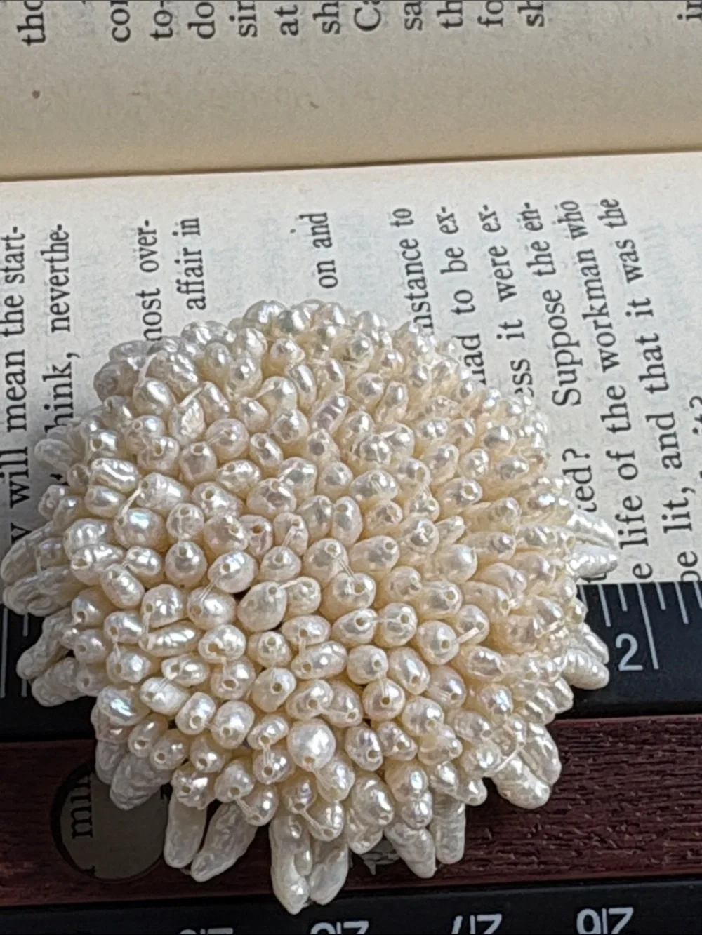1980’s Seed Pearl Cluster Brooch and Earrings Set - Irredescent Creamy White